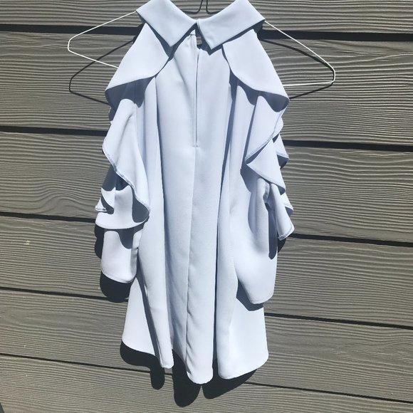 NWT TOPSHOP Ruffle Cold Shoulder Blouse - Picture 8 of 13